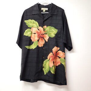 Tommy Bahama Mens Silk Short Sleeve Button Down Shirt Size M Floral Print